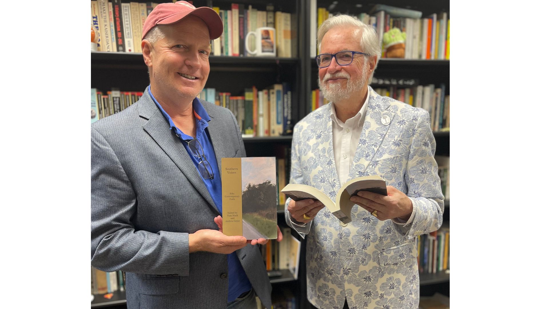 Andrew Geyer (left) and Dr. Tom Mack (right) both co-authored, Southern Voices: Fifty Contemporary Poets, a poetry anthology featuring southern writings.