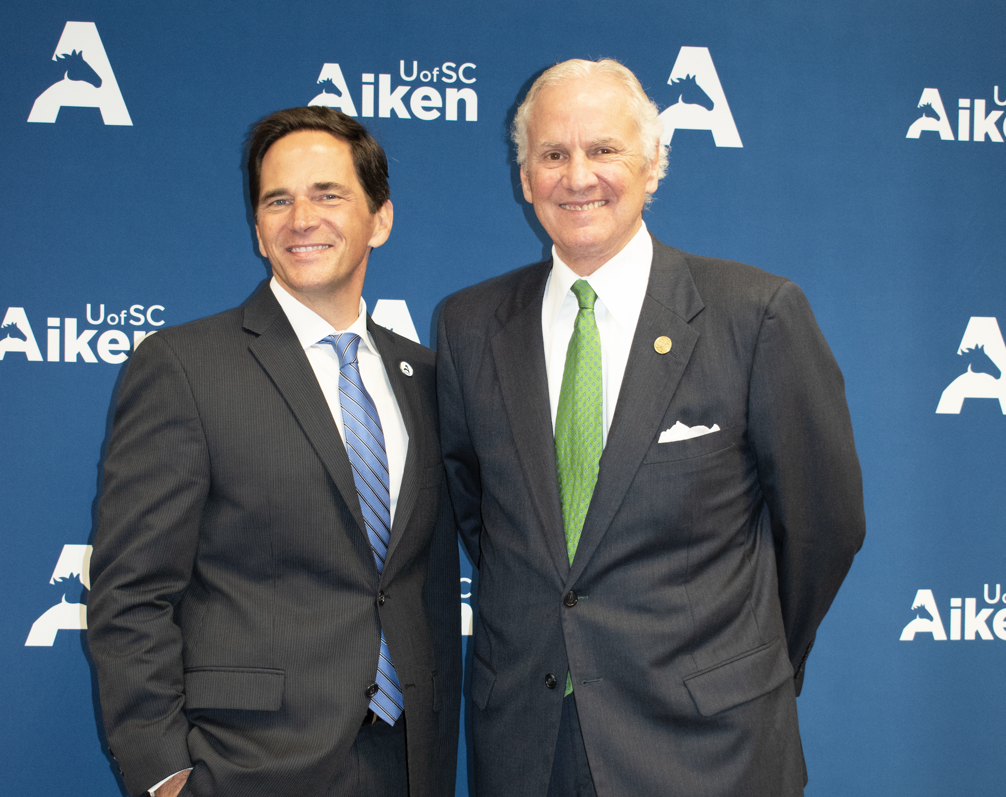 Gov. McMaster stands alongside USCA Chancellor Dan Heimmermann during a visit in 2021