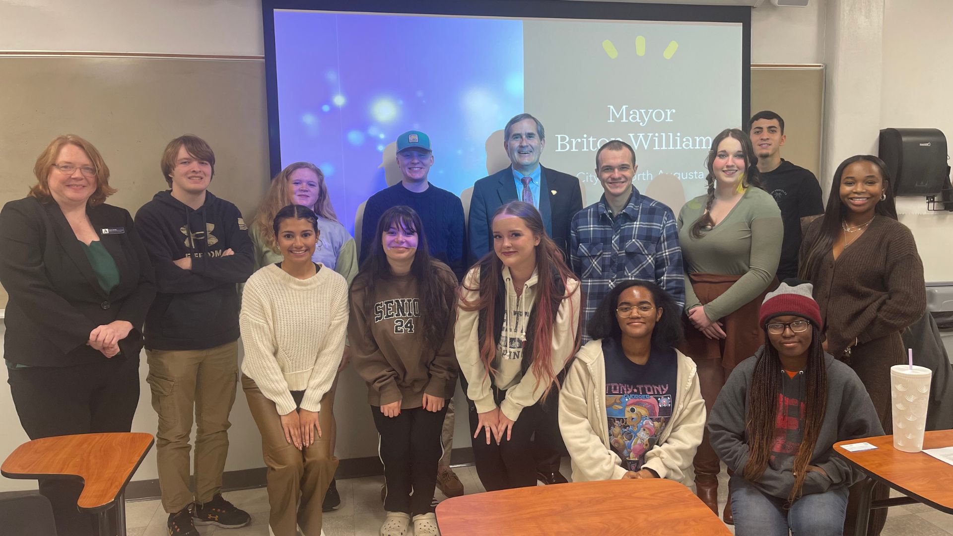 Mayor Briton Williams of North Augusta visited the USCA to meet with students