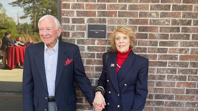 The School of Nursing renames its patio after Aiken residents Jerry and Lynn Bishop in honor of their generous donation to the nursing program.