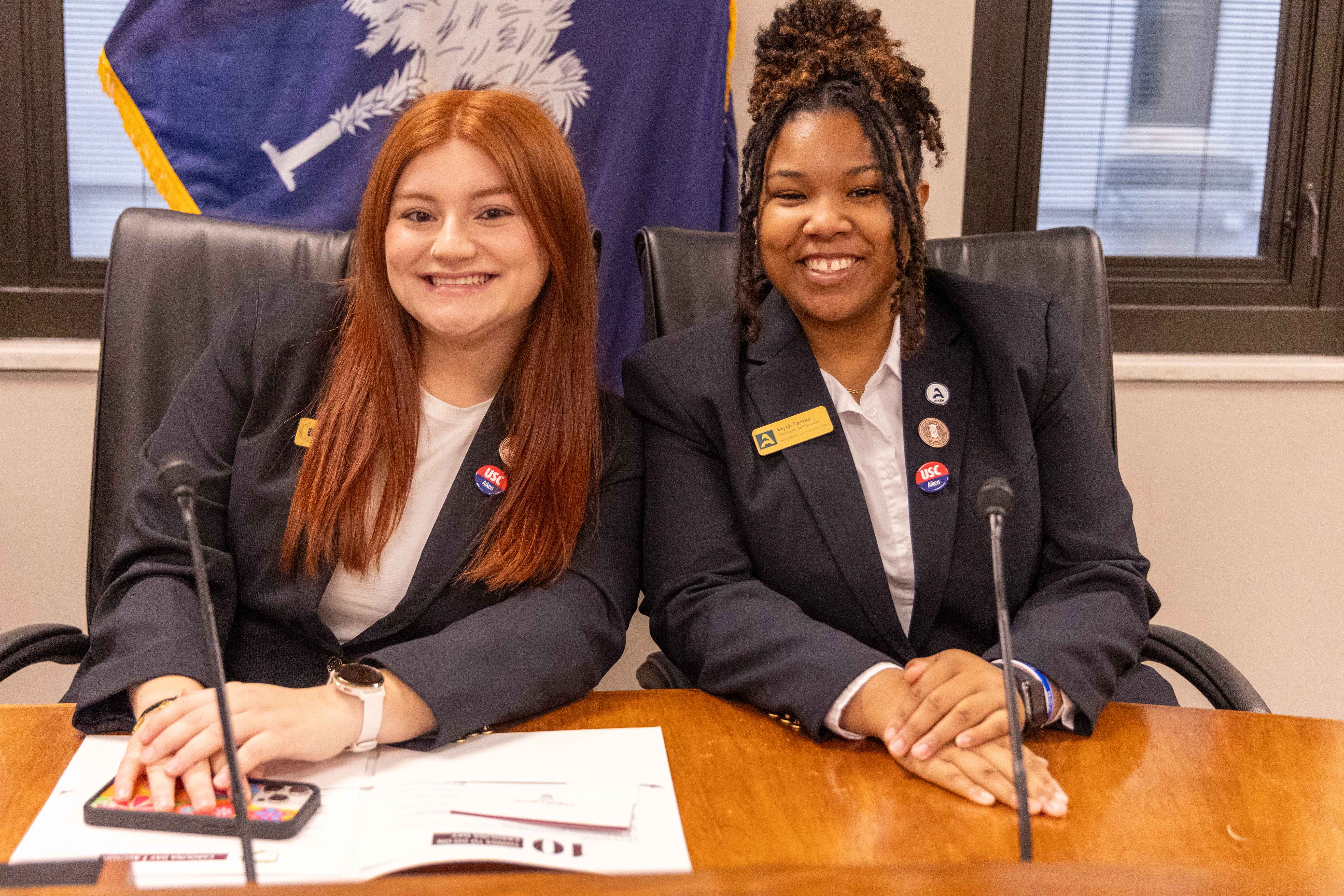USCA students Katherine Sojo (left) and Anayah Farmer (right) attend Carolina Day at the SC Capitol